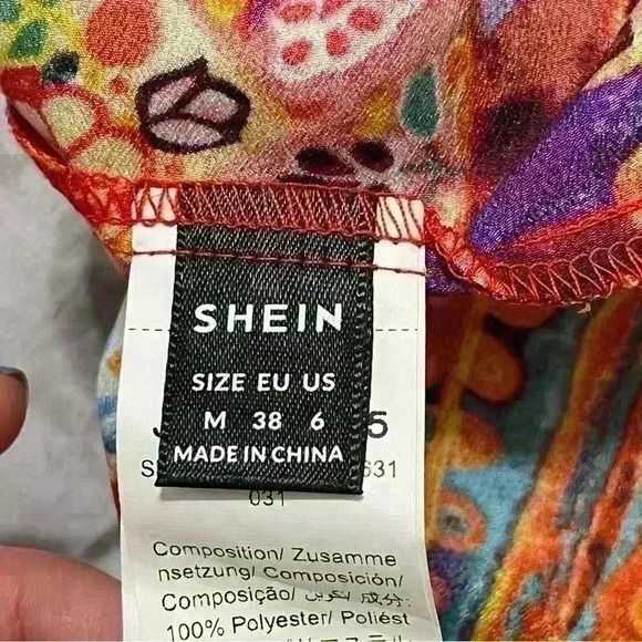 SHEIN VCAY Floral Print Open Back Drawstring Halter Dress Multicolor Size M - Picture 9 of 9